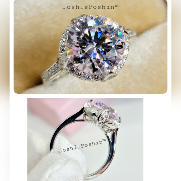 3.55CTW Pink diamond halo ring in sterling silver - Picture 13 of 17